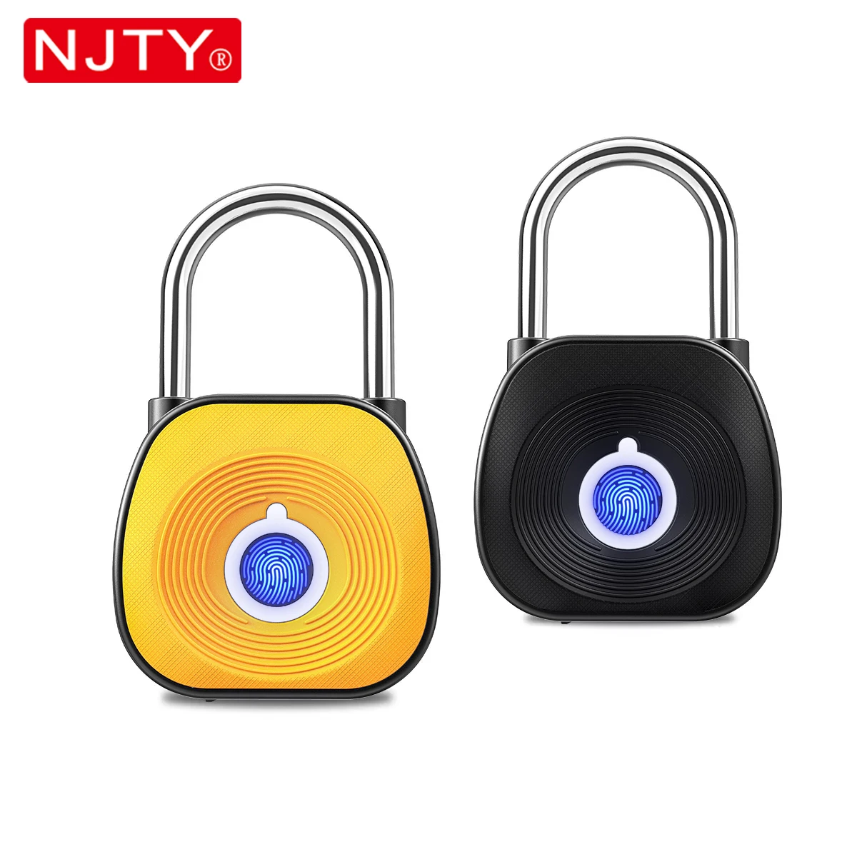 NJTY Fingerprint Padlock Digital Padlocks High Security for Outdoor, Luggage, Cabinet with USB Rechargeable Batttery Door Lock