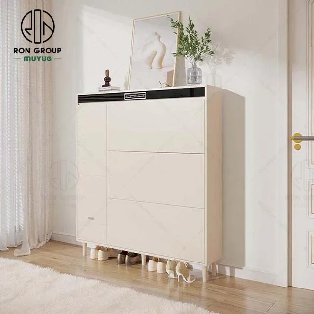 الجملة رخيصة الثمن شقة ذكي خشبي مكافحة سقوط تخزين الأحذية الرف المنزل خزانة الأحذية الذكية مع البراز