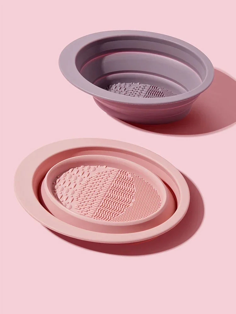 Pennello per trucco Ciotola per pulizia soffio Gel di silice Pieghevole portatile Strumento per la pulizia delle uova di bellezza per le donne Detergente per pennelli
