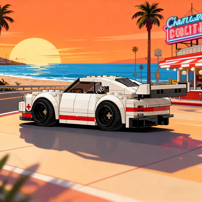 

197pcs MOC Porscheed Turbo White City Champions Model Building Blocks Assemble DIY Idea Education Christmas Gift Brick Toys Kids