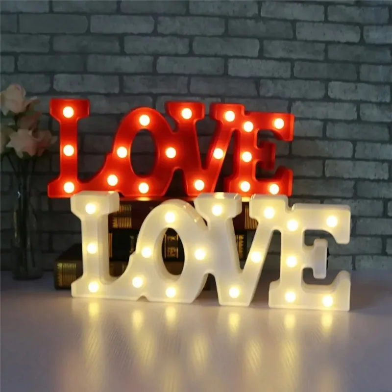 

Romantic 3D LOVE LED Letter Sign Night Light Marquee Warm Light Table Lamp lanterns nightlights For Wedding Decor Lovers Gifts