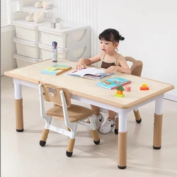 Juego de mesa y silla para niños en edad preescolar, escritorio de plástico, muebles para niños pequeños, mesas y juegos, aula para bebés