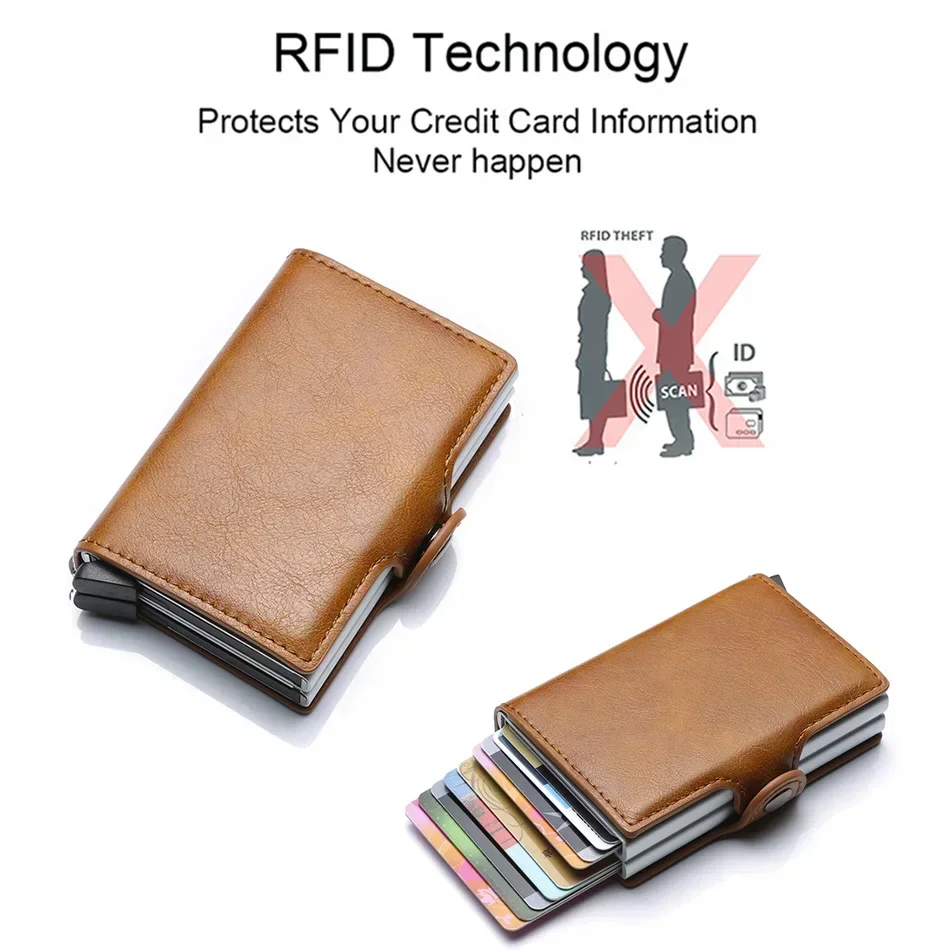 Carbon Fiber Credit Card Holder Men Wallet RFID PU Leather Metal Hasp Wallet Male Purse Minimalist Wolet Gifts for Men Carteiras