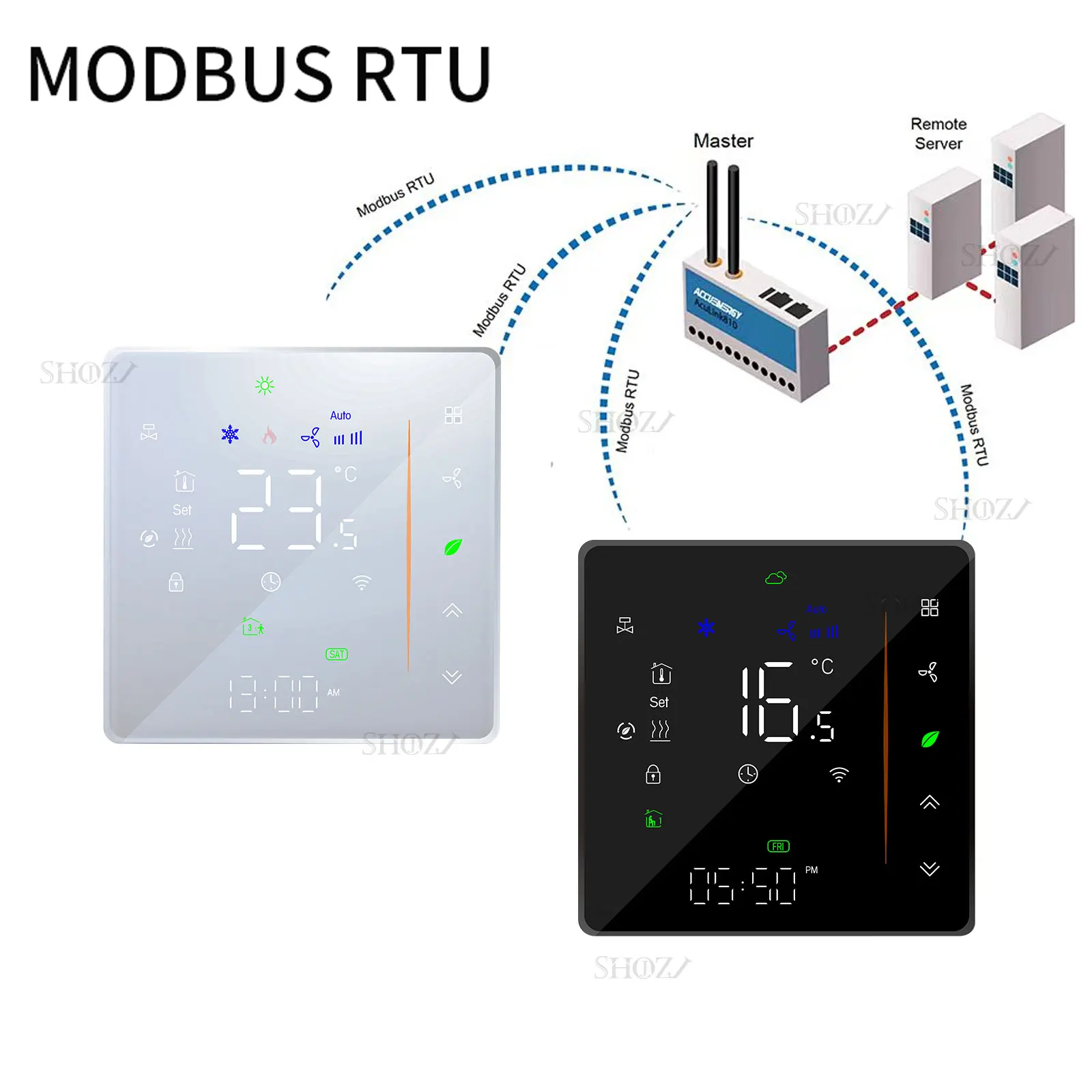 Termostato Zigbee e Wi-Fi e MODBUS TUYA per Unità Fan Coil, 2P/4P, Funzione Raffreddamento/Riscaldamento, RS485 95-240V, Controllo Intelligente HVAC