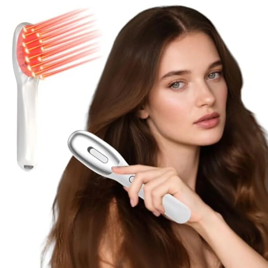 Red Light Therapy Hair Growth Comb for Scalp Massage Red Light Hair Growth Device with Adjustable Settings Portable and Cordles