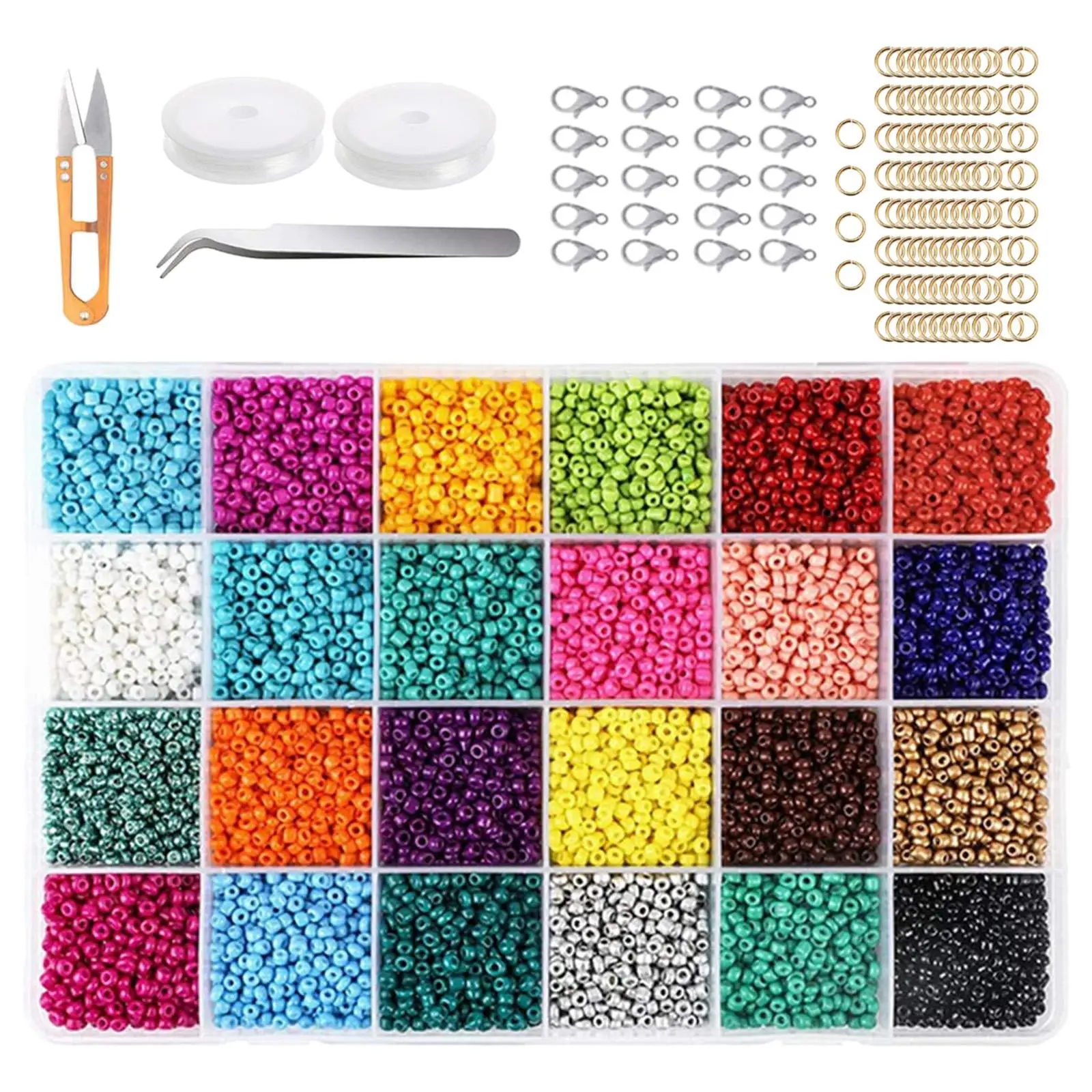 Colorful Glass Seed Beads Set with String and Clasps for Bracelet Making Jewelry Crafts and Decorations