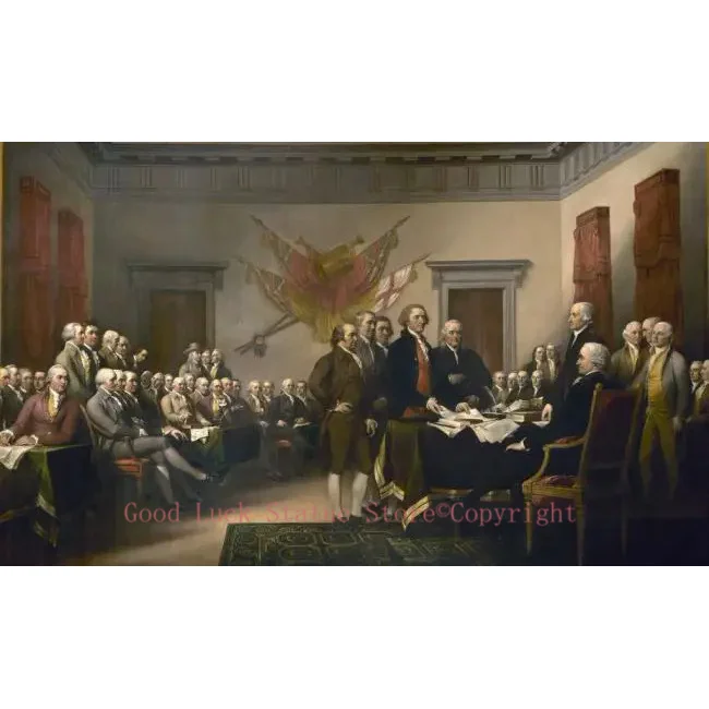 

wholesale painting # TOP ART WORK # America Declaration of Independence print canvas oil painting-- free shipping cost