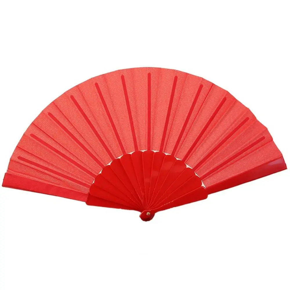 Portable Folding Fan Elegant Plastic Cloth Hand Fan Chinese Plain Silk Fan Handheld for Weddings Travel Party Dancing Cosplay