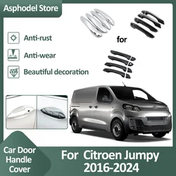 Car Door Handle Trim Cover For Citroen Jumpy 2016~2024 2020 Exterior Chrome Stickers Scratch Luxury Decor Protective Accessories