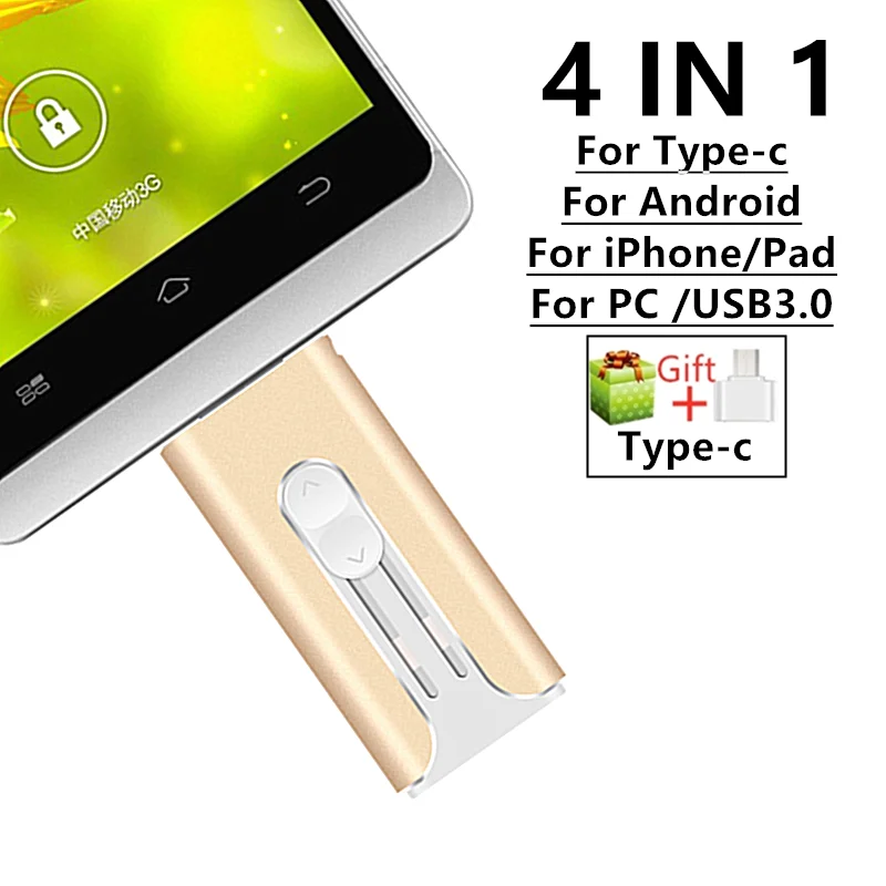 

Fast 2TB OTG Flash Drive 1TB 512GB 256GB Pendrive Compatible For iPhone TYPE-C Samsung Mirco Android Laptop Memory USB Stick