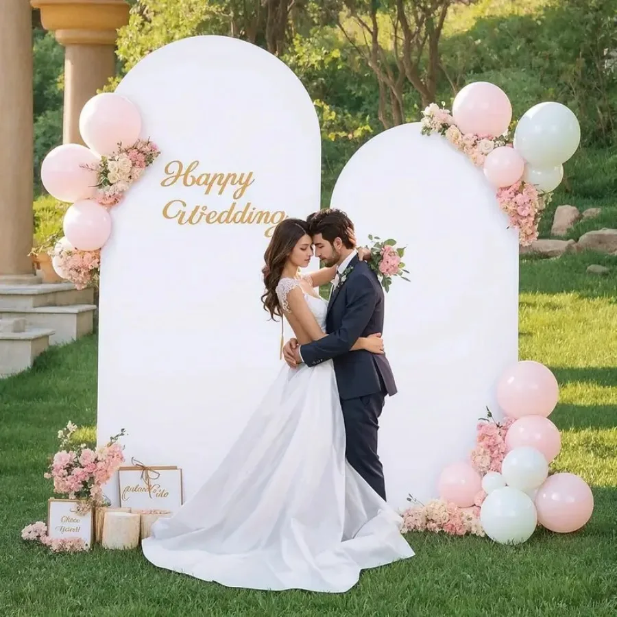 White Arch Backdrop Cover-Elastic Polyester Fabric, Suitable for Birthday, Wedding & Party Backdrop Decoration （5.9/6.56/7.2FT）
