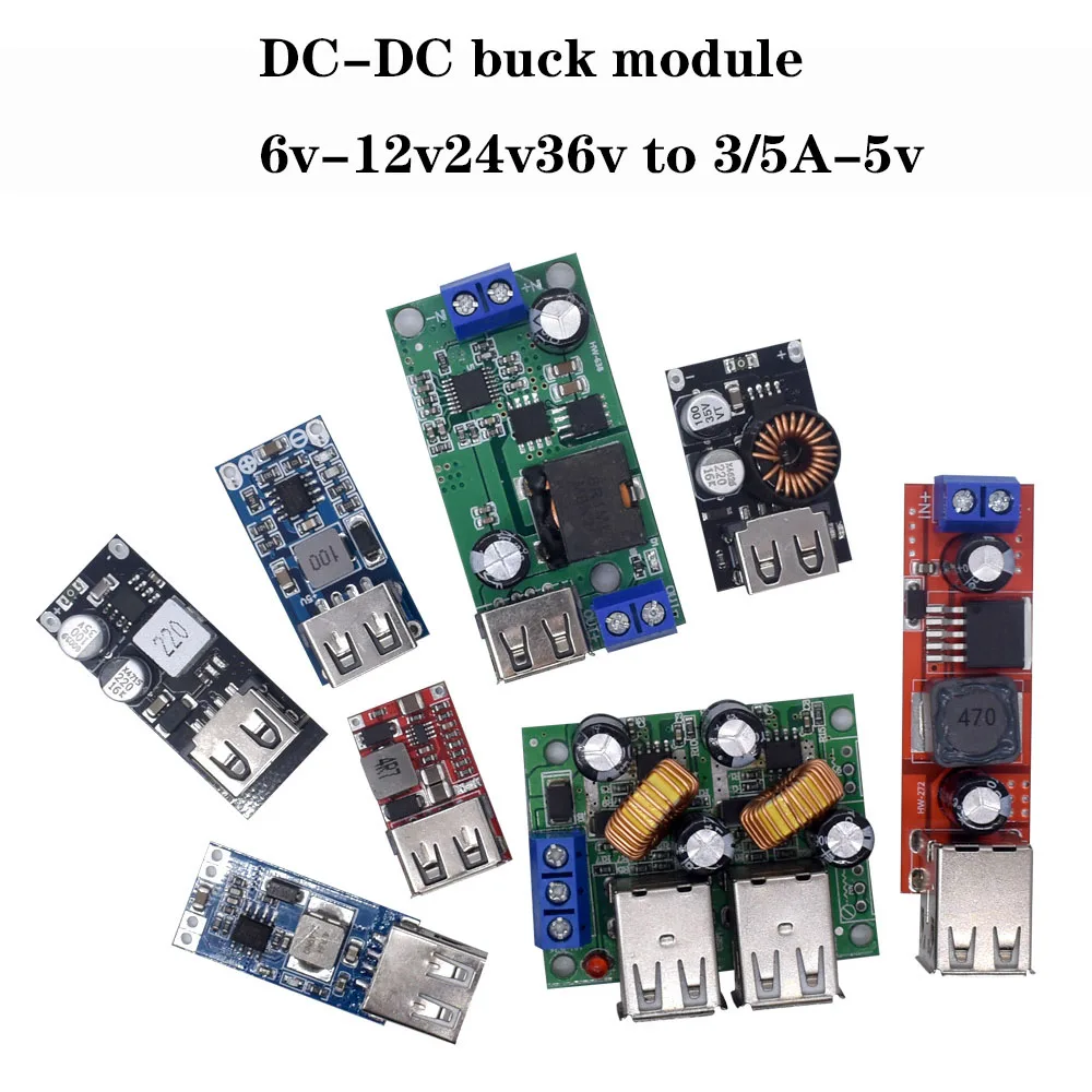 USB QC3.0  USB DC-DC Buck Converter Charging Step Down Module 6-32V 9V 12V 24V to Fast Quick Charger Circuit Board 5V/3/5A