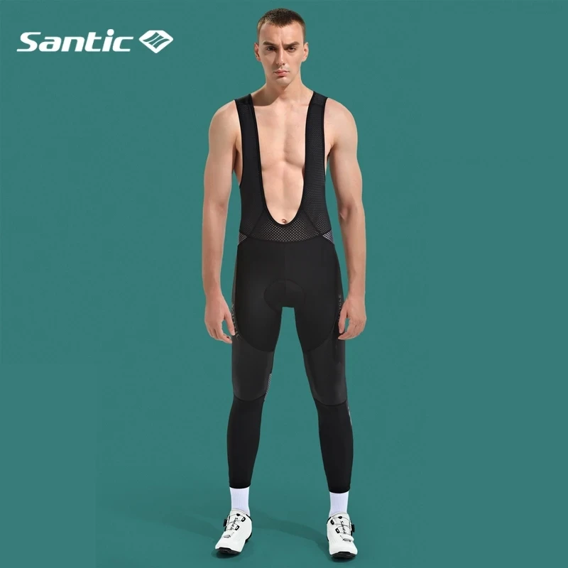 

Santic Men Cycling Bib Pants Long Spring Sport Breathable Cycling Bike Pants Pro Mtb Road Bike Trousers 4D Gel Pad Tights Mens