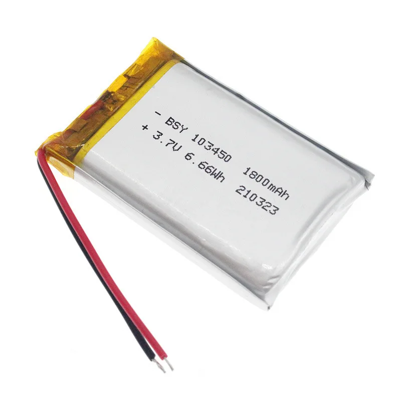 103450 1800/2000mAh 3.7V Polymer Lithium Battery for Makeup Mirror Dash Cam Lithium-ion Rechargeable Battery