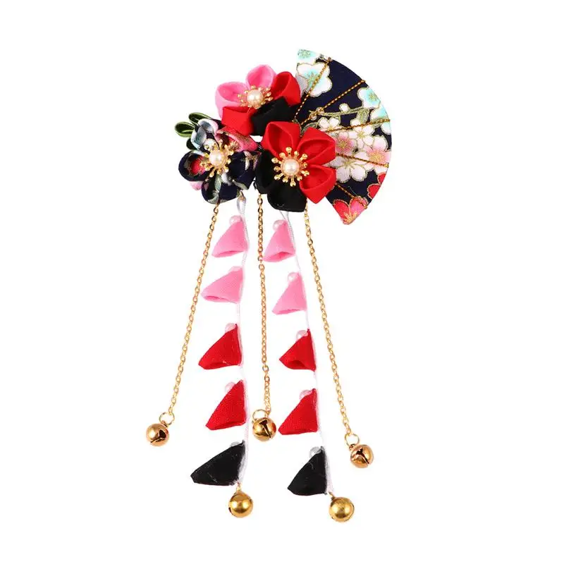 Hair Clip Tassel Flower Japanese Hairpin Accessories Pin Hanfu Bridal Hairpins Long Barrette Girl Shape Fans Style