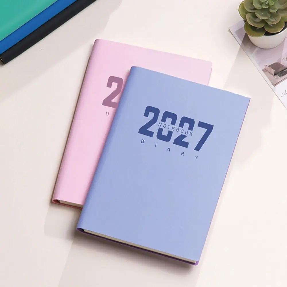 Portable A5 2027 Schedule Book To Do List Textured PU Daily Planner Book Planner Reminder Calendar Book Students