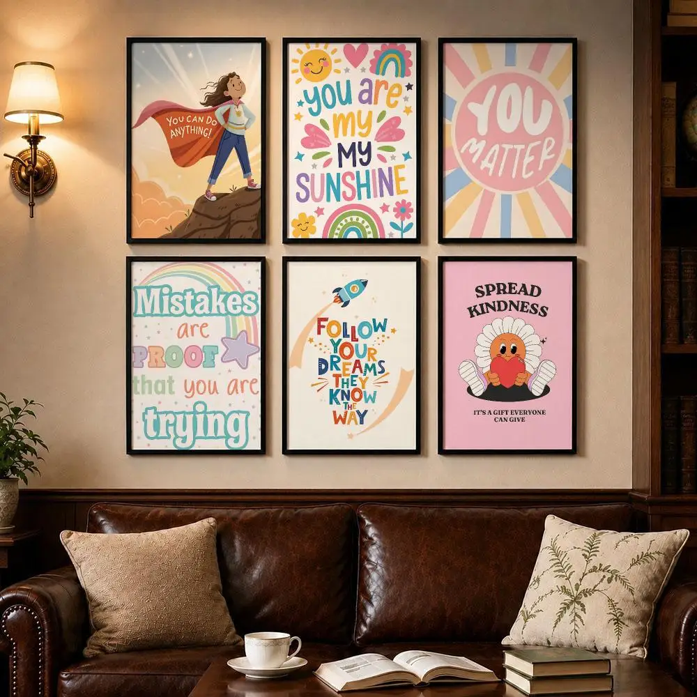 Max Character P-Positive KidS Poster Self-adhesive Art Poster Decoracion Painting Wall Art White Kraft Paper Home Decor