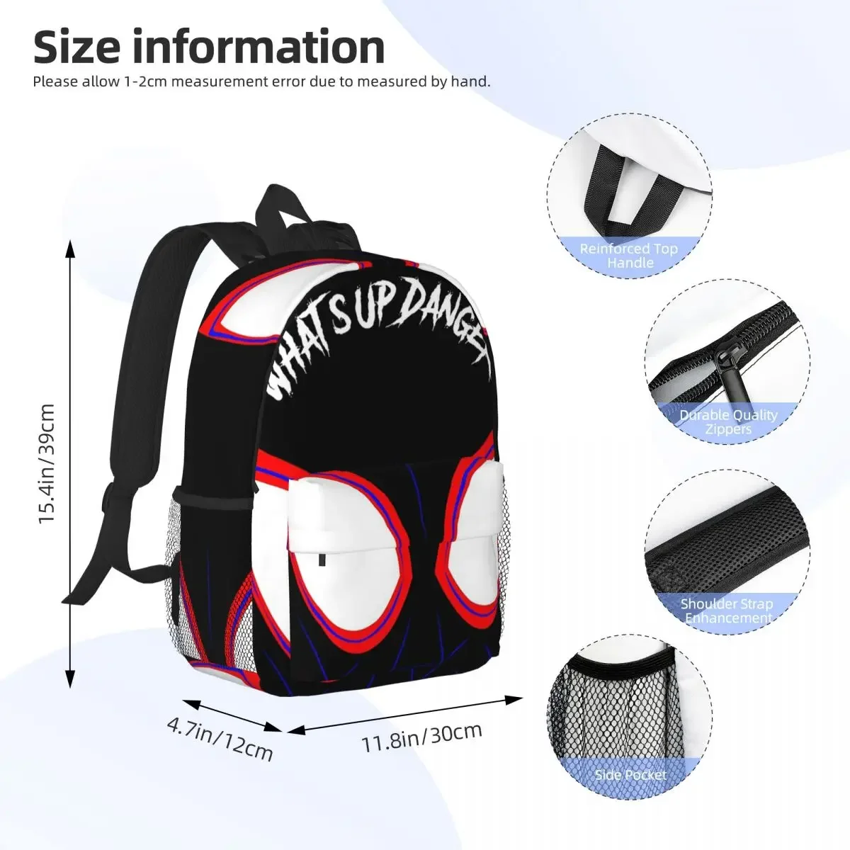 حقائب ظهر للمراهقين من What's Up Danger حقيبة كتب كاجوال للأطفال حقائب مدرسية للكمبيوتر المحمول حقيبة كتف بسعة كبيرة