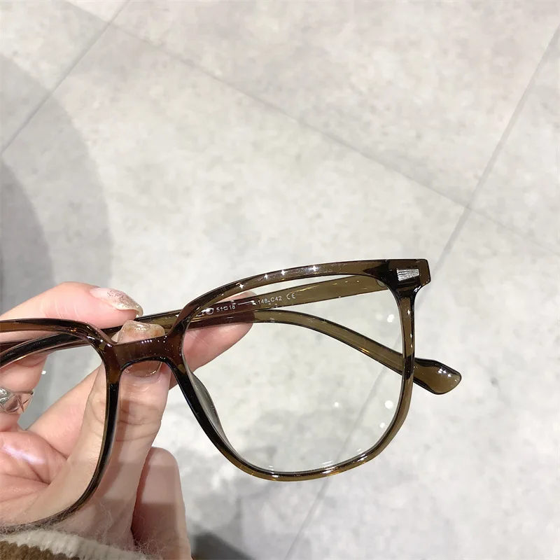NEW Korean Version Anti Blue Light Prescription Eyewear Trendy Olive Green Square Finished Myopia Glasses