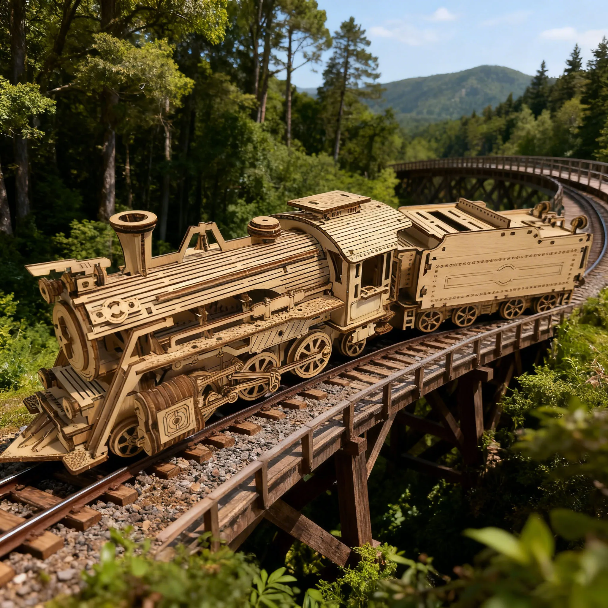 3D Wooden Train Puzzle Model Toy Puzzle DIY Wooden Truck Assembly Educational Birthday Gift Christmas Present