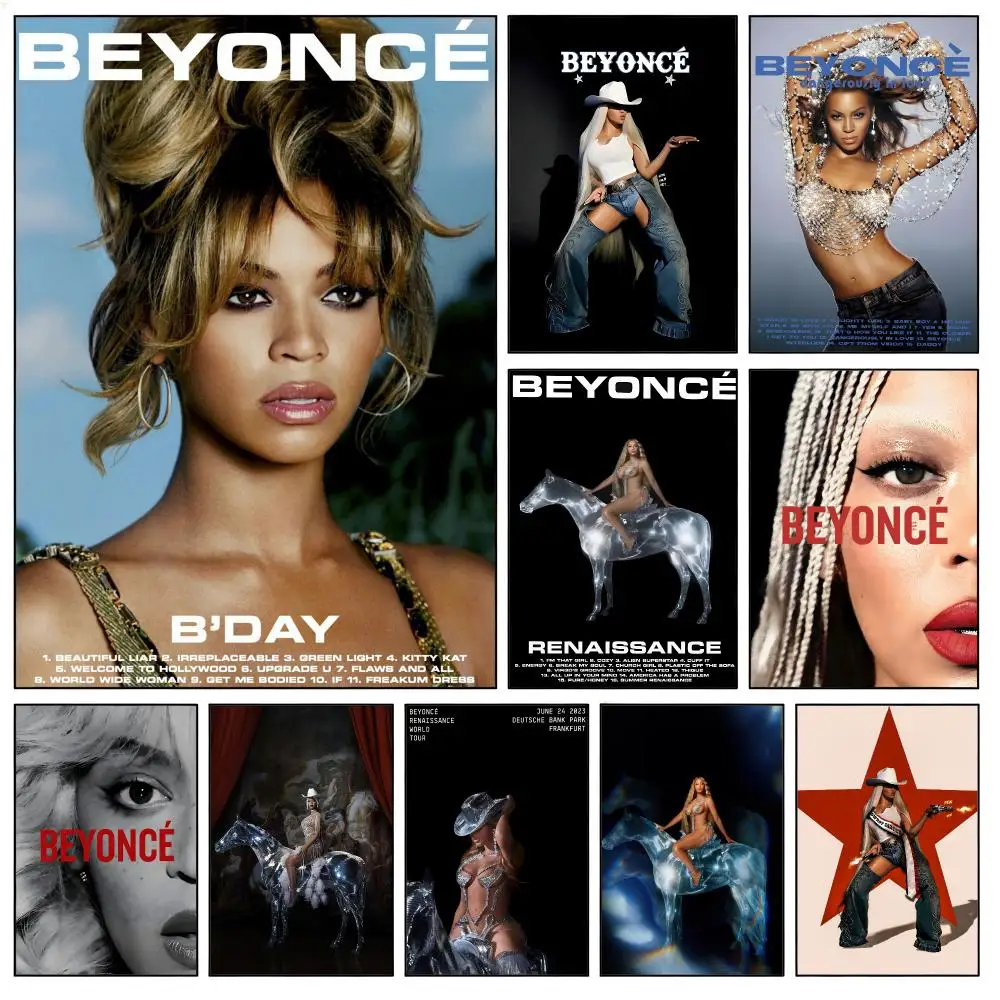 B-Beyonce Renaissance Singer Poster Waterproof HD Modern Peel And Stick Wall Decor Living Room Dorm Garage