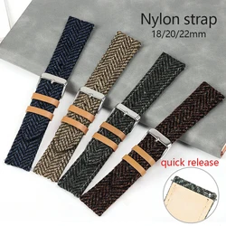 Retro Nylon Leather Wrist Strap for Seiko Watchband for Rolex Universal Bracelet Belt Men Women Quick Release Band Accessories