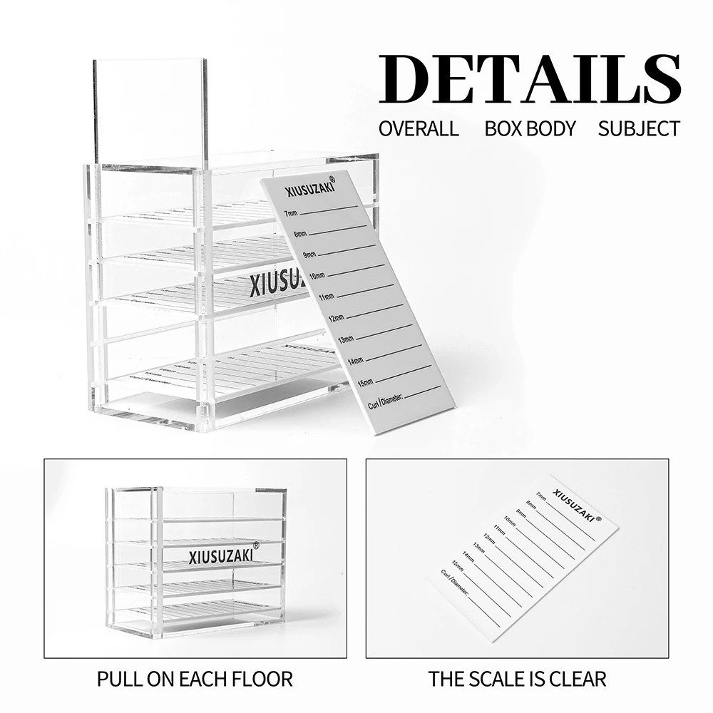 XIUSUZAKI False Eyelashes Storage Box 5 Layers Acrylic Pallet Lash Holder Display Stand Eyelash Extensions Makeup Tools Supplier