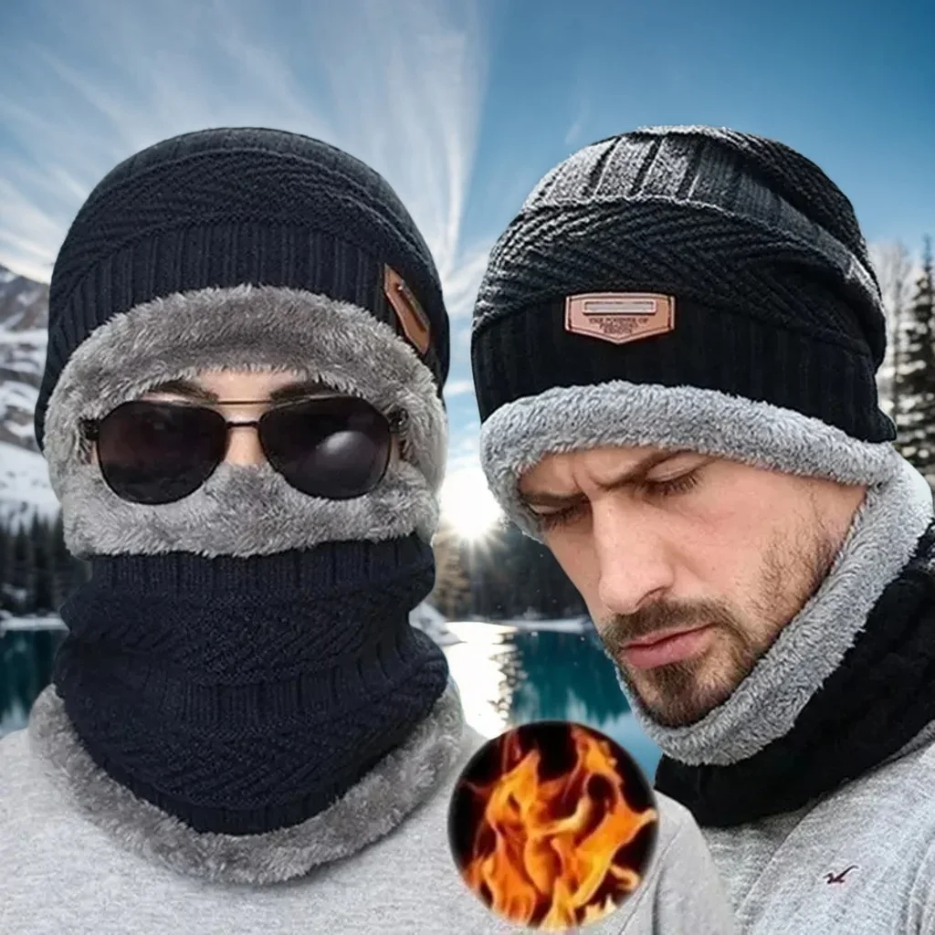 

3-Piece Winter Set for Men & Women - Warm Touch Screen Gloves, Thickened Wool Hat & Scarf for Outdoor Riding & Cold Weather