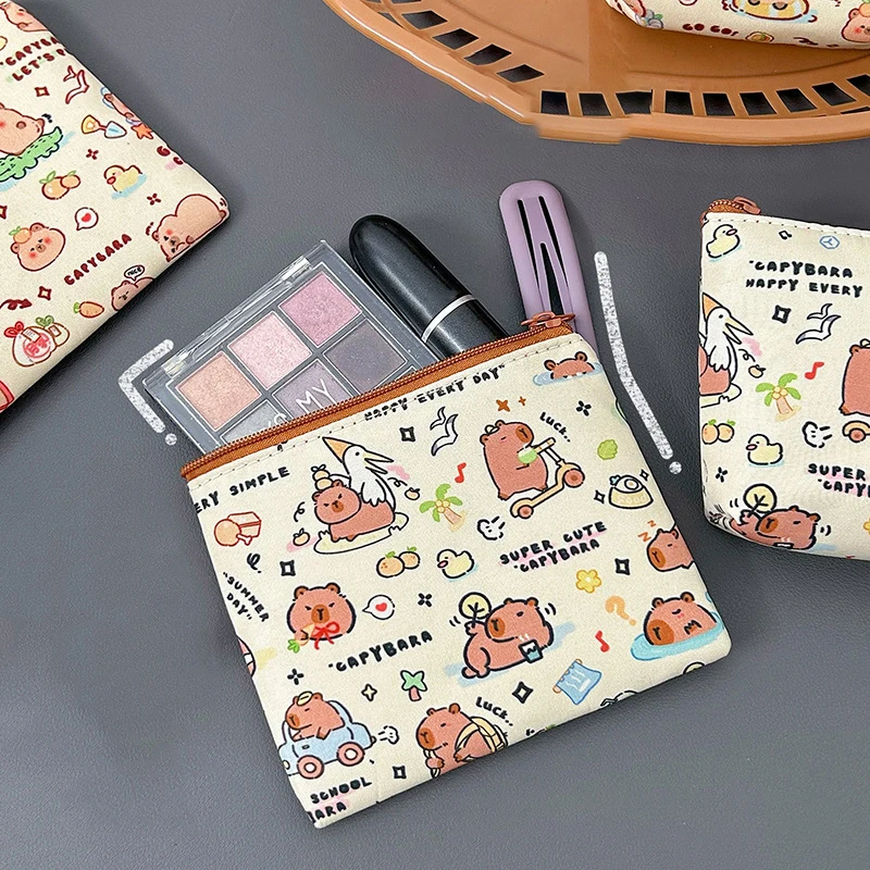 Desenhos animados Capybara Coin Purse Pouch Carteira bonito, portátil, impermeável, mini saco de armazenamento, batom chave, organizador de fone de ouvido para crianças, presente