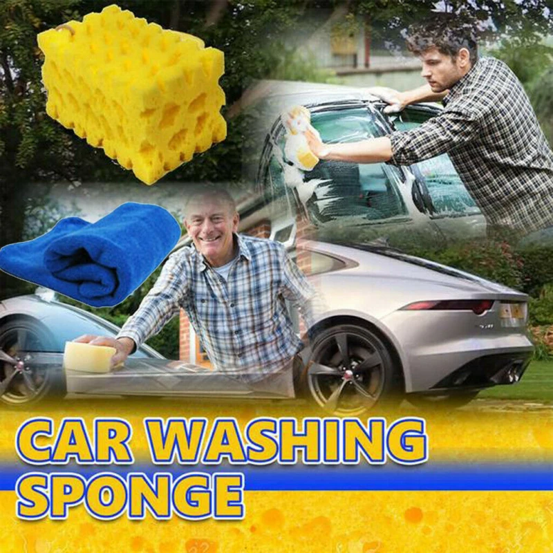 Car Wash Sponge Extra Large Cleaning Honeycomb Coral Car Yellow Thick Sponge Block Car Supplies Auto Wash Tools Absorbent Sale