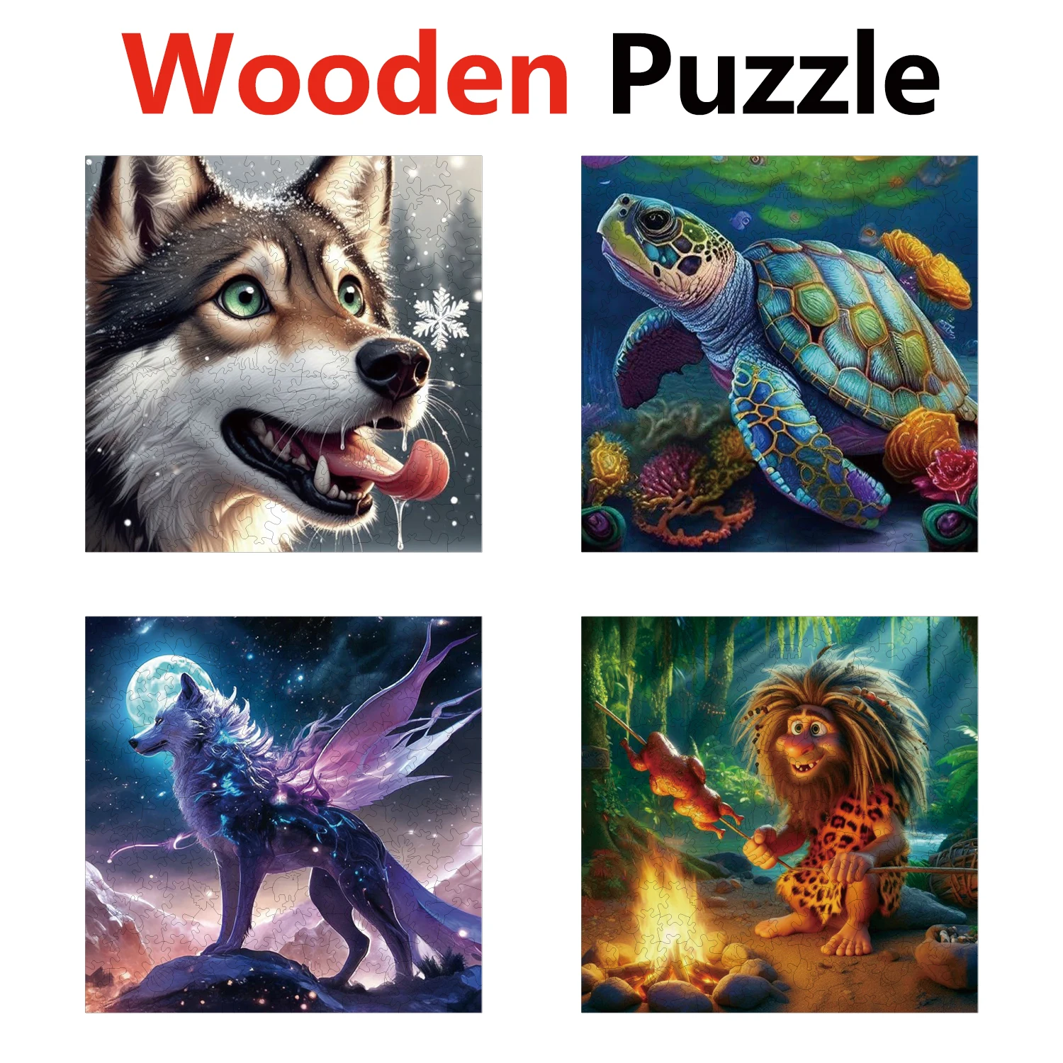 

Turtle Wolf Wild Man Animal Puzzles High Quality Jigsaw Puzzle Wooden Puzzle Best Christmas Gift
