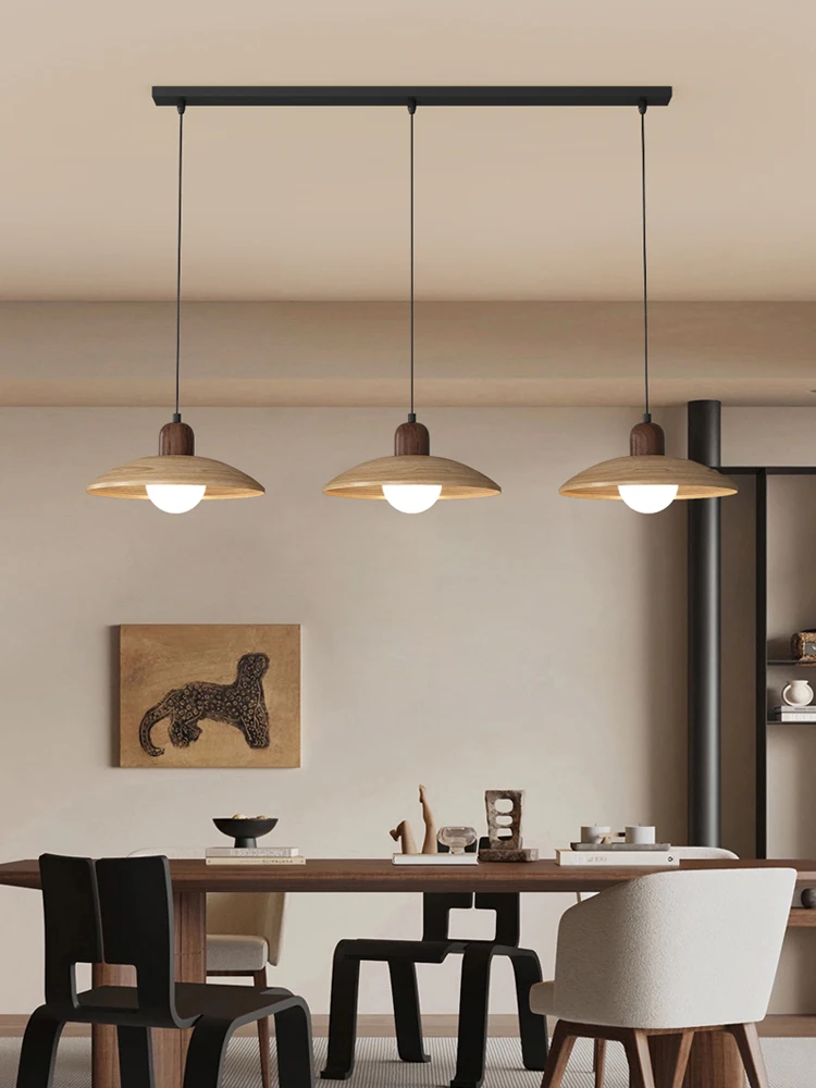 Modern Wood Grain Vintage Glass Ball Pendant Light Bedroom Study Bedside Pendant Lamp Living Dining Table Home Lighting Fixture