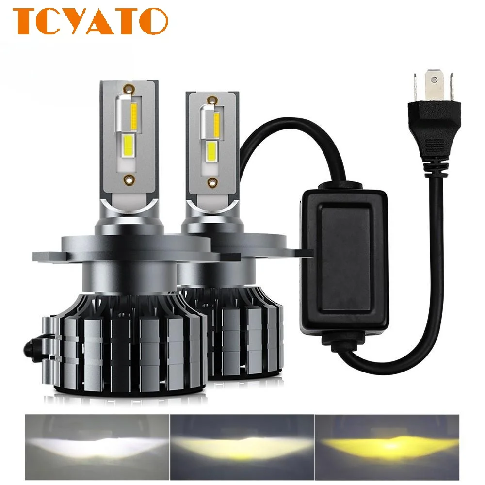 TCYATO 1PCS C7 three-color led car headlights, high-power dual-color H11 fog lights, low beam headlights, 9005  light warm light