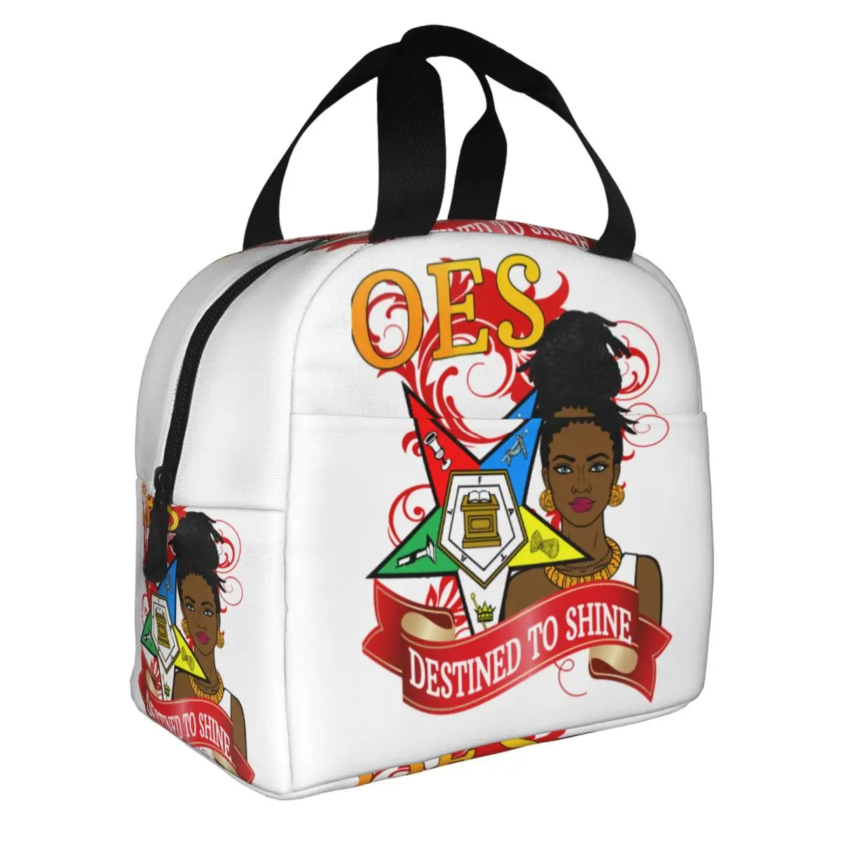 OES Emblem Order Of The Eastern Star Sistar Freemason Insulated Lunch Bag for Outdoor Picnic Resuable Cooler Thermal Bento Box