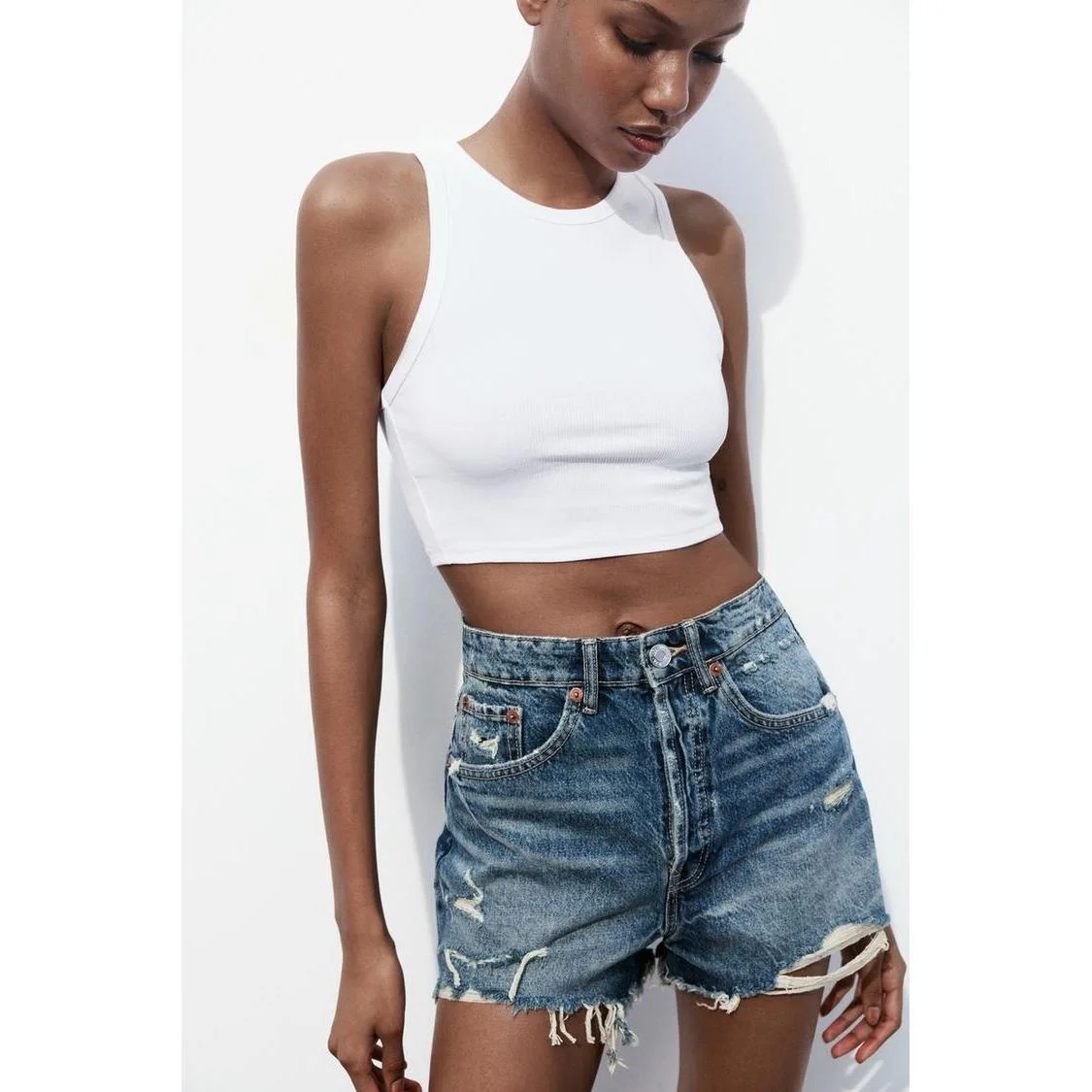 High Waist Distred Denim orts Women's Faion Spring Summer High Waist Waed Effect Decorative Hole ort Jeans