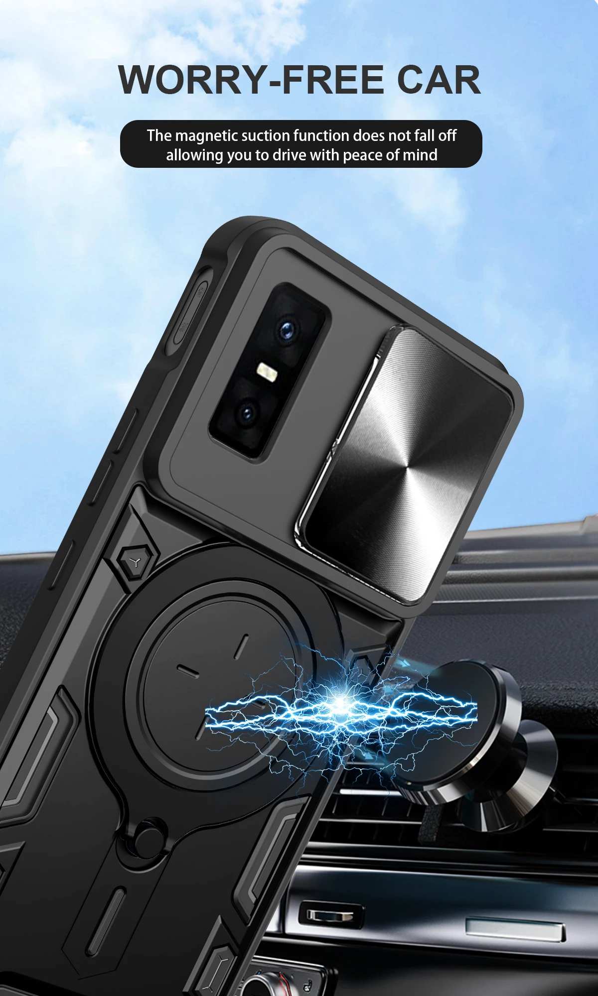 Чехол для Infinix GT 30 Pro с магнитной раздвижной защитой камеры GT 20 Pro, чехол с поворотной подставкой на 360 градусов, бронированное кольцо, Funda Capa