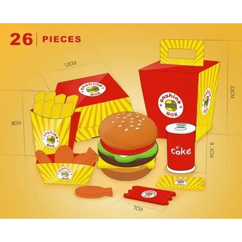 [Engraçado] 100% seguro 26 pçs/set bebê jogar casa brinquedos woody simulação batatas fritas alimentos hambúrgueres coca-cola brinquedo de cozinha educacional interativo