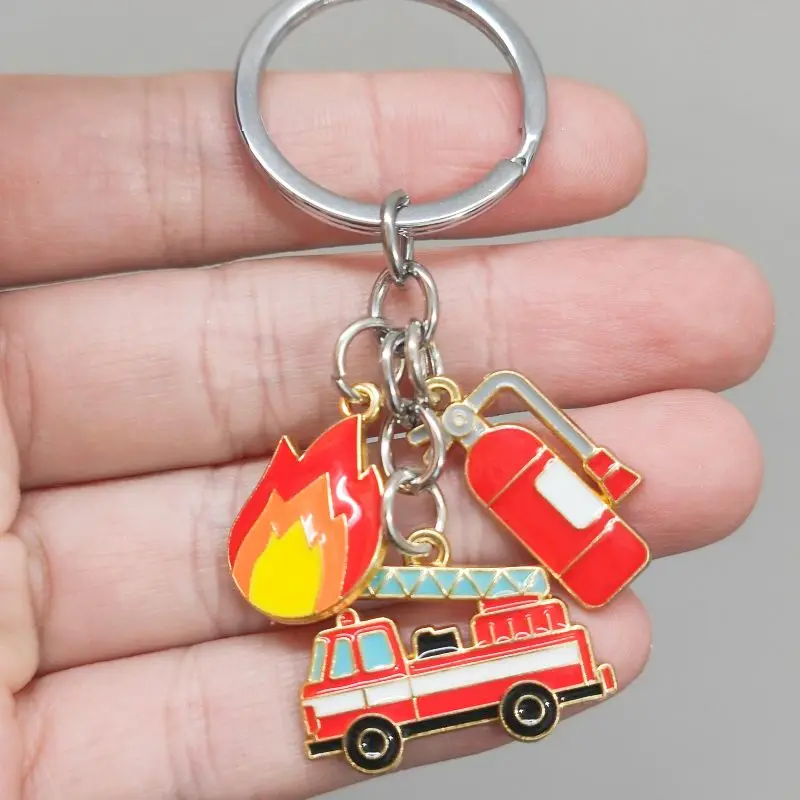 Firefighter  Engine Truck Keyring, Fire Keychain, Men Bag Backpack Pendant Best Gifts for Fireman