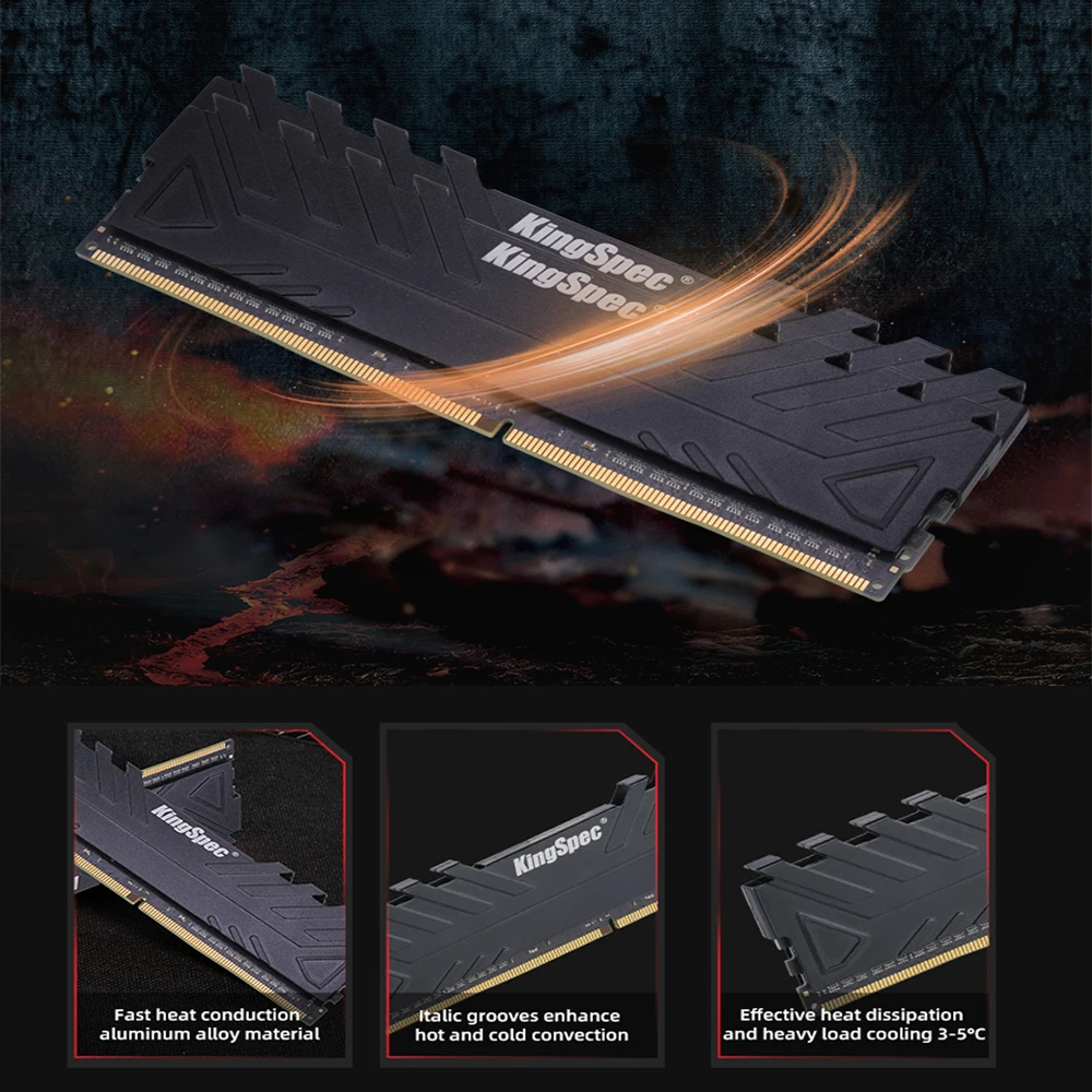 KingSpec RAM DDR4 8GB 16GB 32GB 3200MHz XMP 8GBX2 16GBx2 Memory Kits Intel Heatsink Desktop Memory for Motherboard DDR4