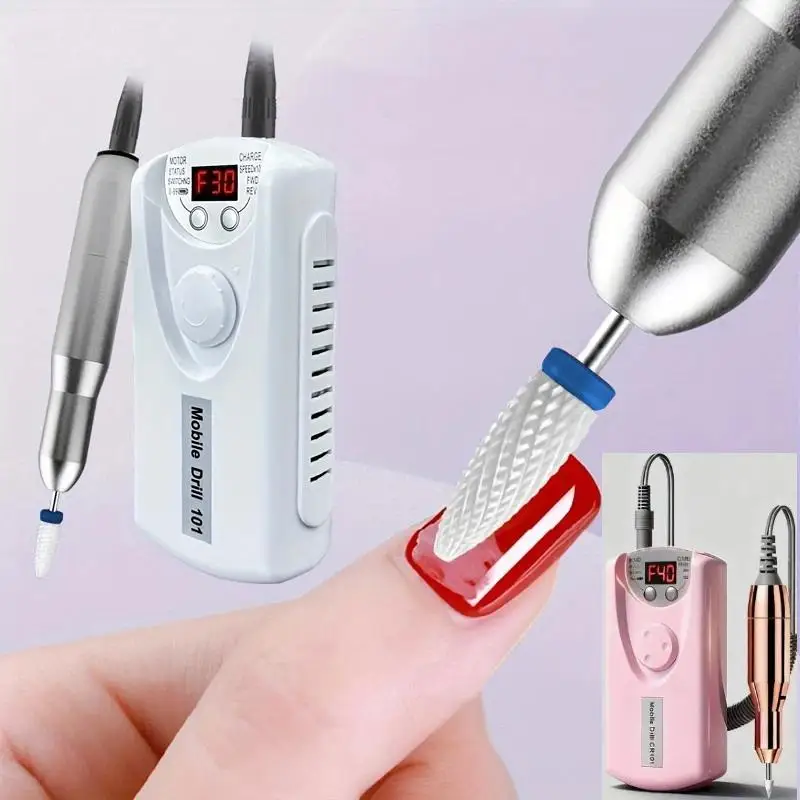 Nagelboormachine Pro Draaibank Nagelfrees Oplaadbare Nail Art Elektrische schuurmachine Motorpolijstmachine met 6-polijstkop