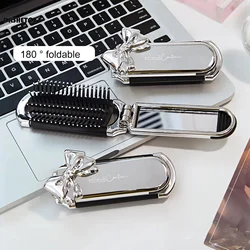 Folding Mini Hair Combs with Mirror For Travel hair styling tools Cartoon Hairbrush Head Massage Anti-Static Brushes mirrors