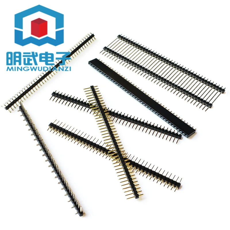 2.54 Pitch Single Row Of needles, 40P Per row, Round Hole Row mother, gold-plated 90-degree Curved needle, Misaligned Needle Row