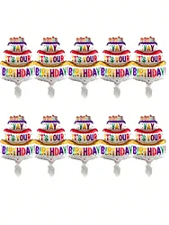 10pcs mini new three-layer birthday cake aluminum film balloon birthday party, baby welcome party decoration balloons