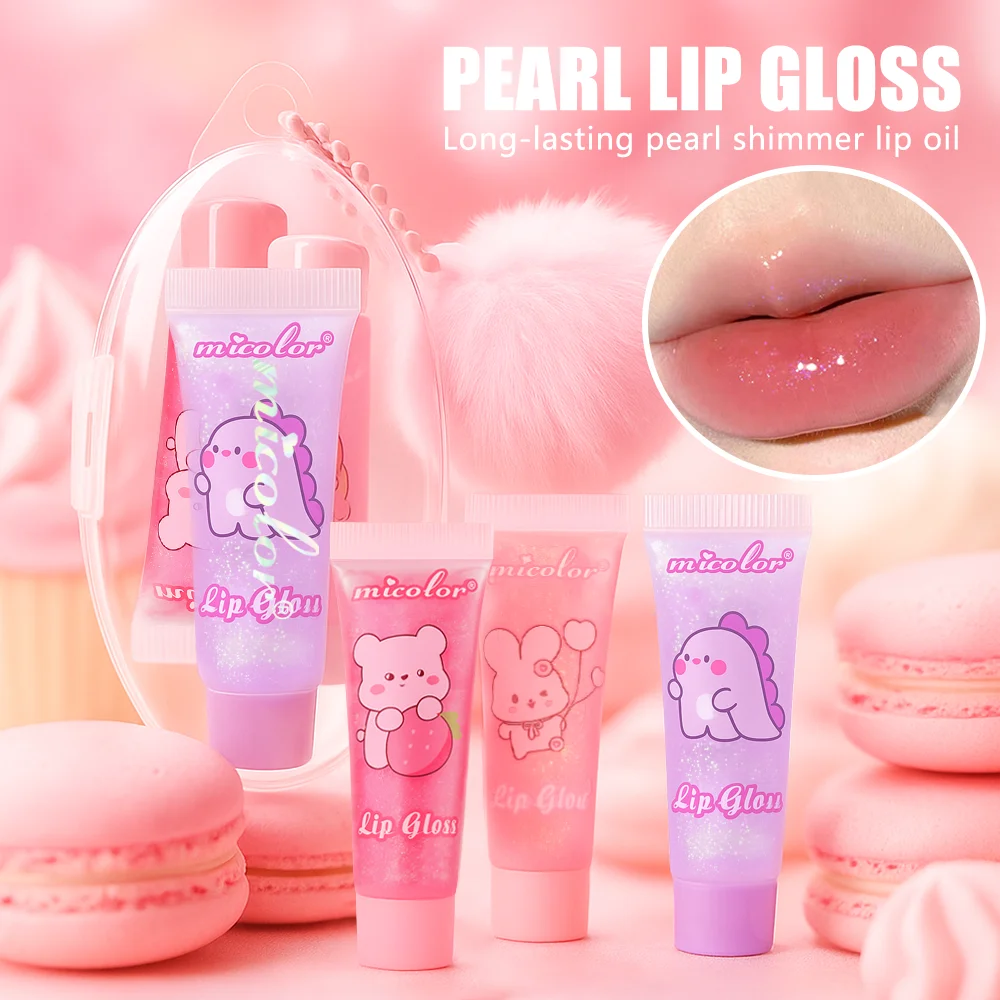 3PCS Spiegel Glitter Lip Gloss Set Lippenstift Perle Farbe Wasserdicht und Schweißfest Nicht Haken Tasse Lip Gloss