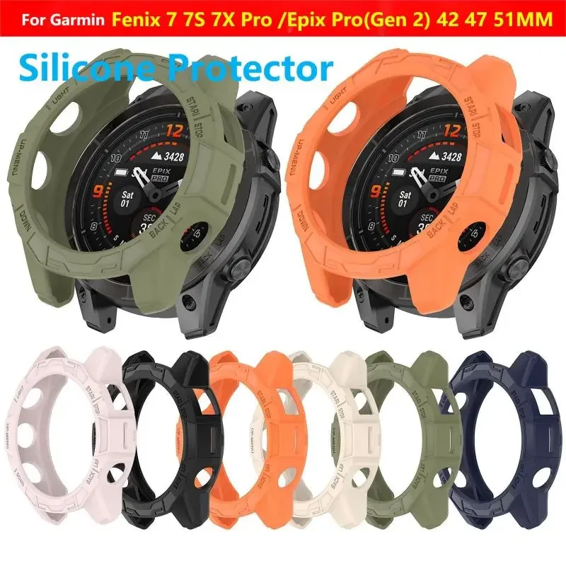 TPU Soft Silicone Case For Garmin Epix Pro (Gen 2) 51MM 47MM 42MM Fenix 7S 7 7X Pro Protective Cover Shell Watch Strap