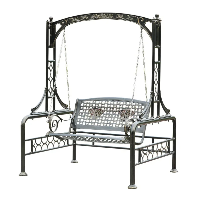 

Double swing chair, outdoor indoor household wrought iron metal bracket swing chair, balcony