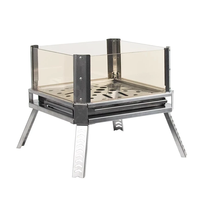 Outdoor water stove, wood stove, incinerator, camping tea folding grill, heating stove, glass charcoal campfire rack