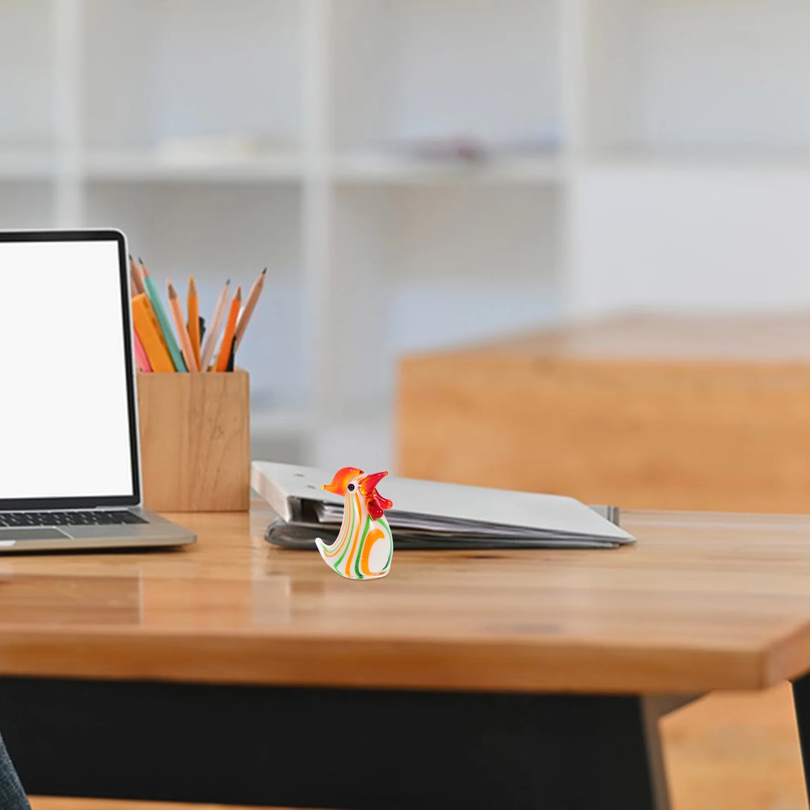 

6Pcs Glass Craft Chicken Decor Bright Colors Perfect Gift Friends Desktop Decoration Rooster Ornament Chicken Ornament