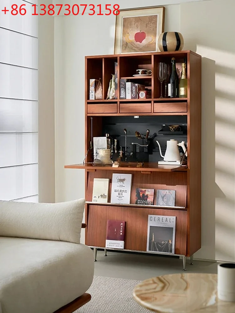 

Средневековый многофункциональный шкаф для гостиной, спальни, обеденная сторона из цельного дерева, шкаф для маленькой квартиры, секретаря, дисплей для хранения