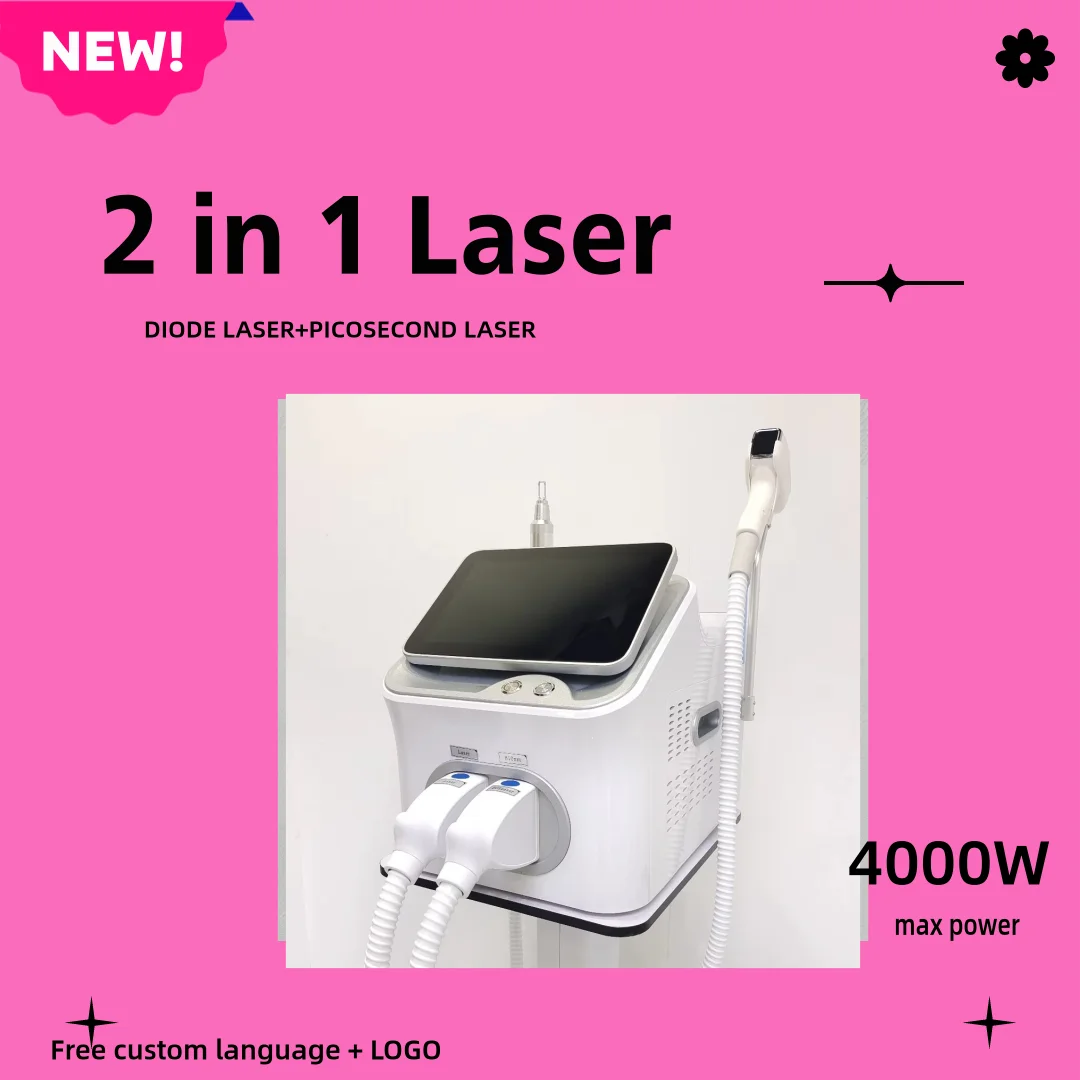 

2 IN 1 Diode Laser Hair Removal Machine Profesiona Picosecond Tattoo Removal Machine755nm 808nm 940nm 1064nm